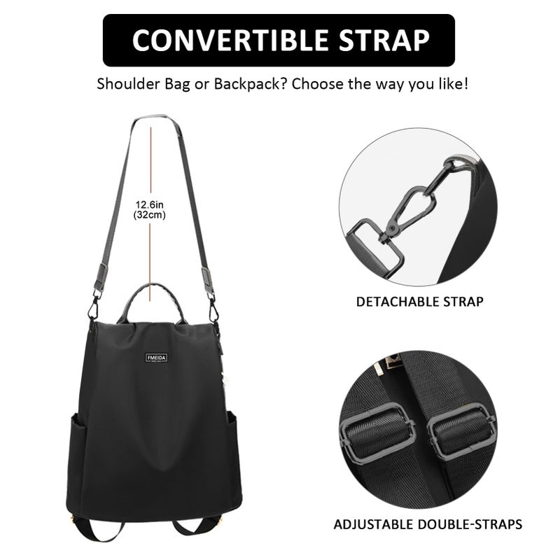 Fmeida Large Travel Backpack for Women Waterproof Back Pack Black Shoulder Bag Fashion Backpack Purse Anti-Theft Daypack for College Work - Image 4